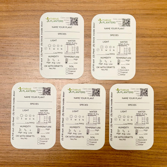 Thrive Planters Care Card Stickers - Set of 5 stickers